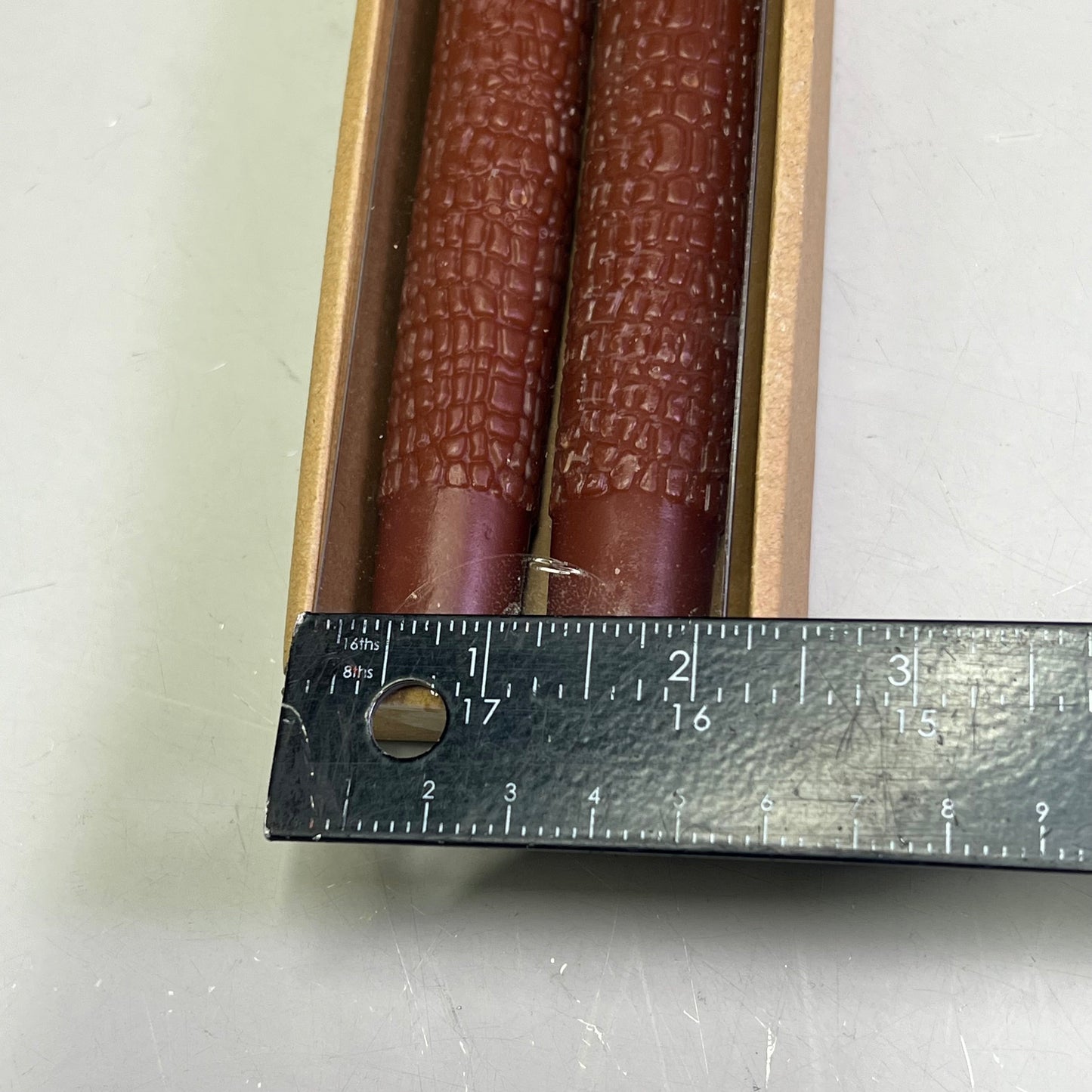 CREATIVE CO-OP (2 PACK) Snake Skin Print Taper Candle Unscented 10" Brown CD2230