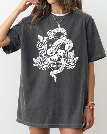 Skull, Roses, Snake, Skeleton, Ghost, Western, Witch, Aesthetic, Meme, Halloween, Costume, Tshirt Comfort Colors T-Shirt