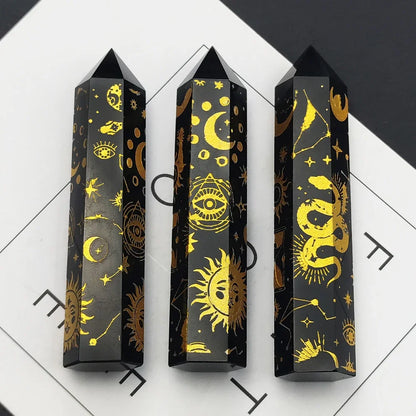 Snake, Sun, Moon, Star Crystal Tower Obelisks