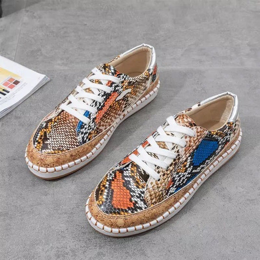 Women's Snake Print Platform Sneakers | Chunky Sole Slip-On Casual Shoes | PU Leather | EU 35-43
