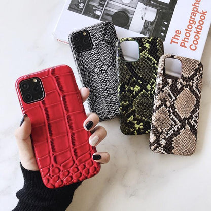 Multicolored Crocodile Texture Soft Silicone Phone Case For iphone 14 Mini 13 Pro Snake Skin Pu Leather Cover Mobile Phone Case Snake Skin Print Pattern Thin Leather Back Cover Protective Case For iPhone